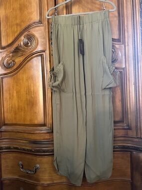 NEW Bobi Revolve Black Label Oregano Wide-Leg Easy Drawstring Pocket Pants M